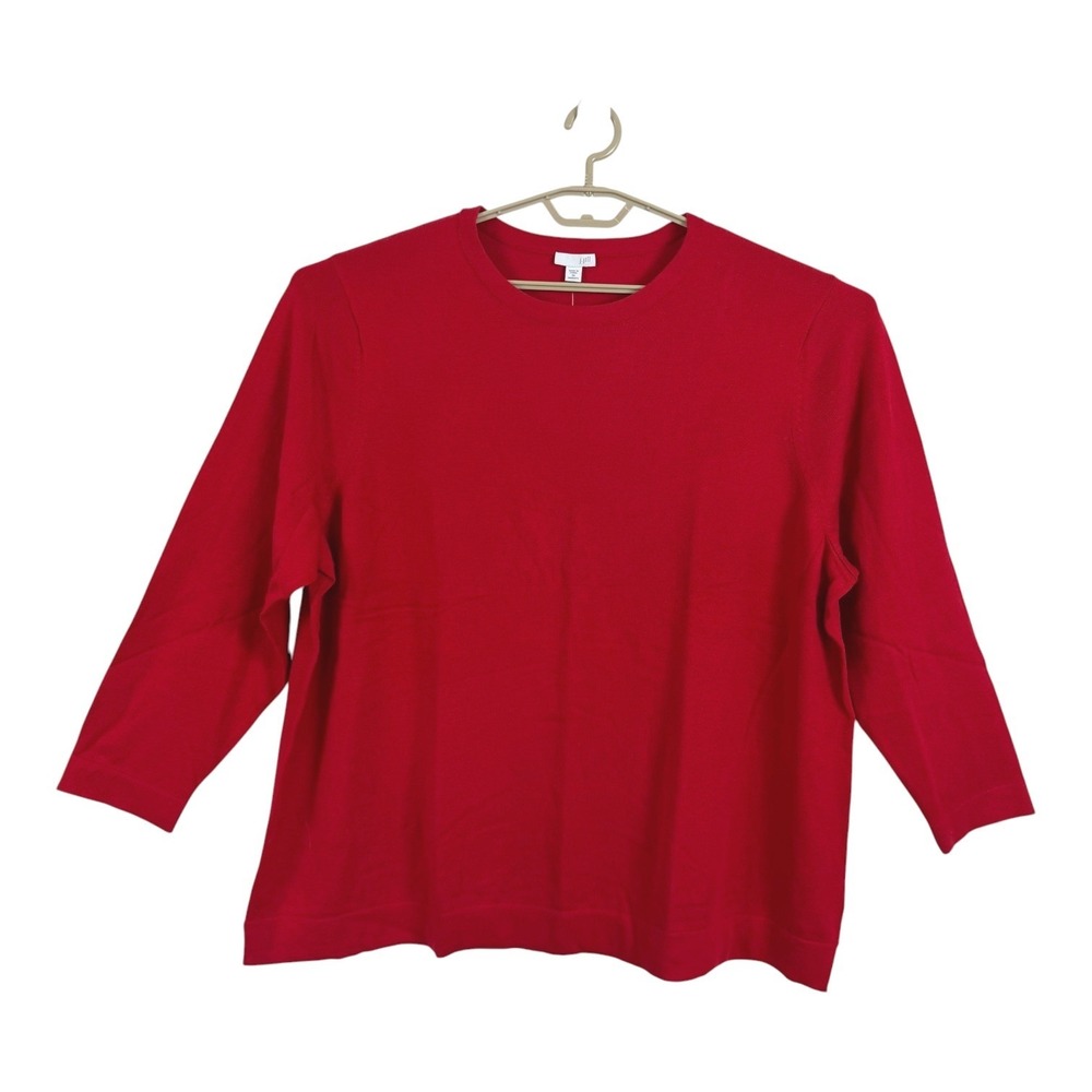 J.Jill Women Red Crew Neck Knit Pullover Sweater 3X Preppy Holiday Christmas